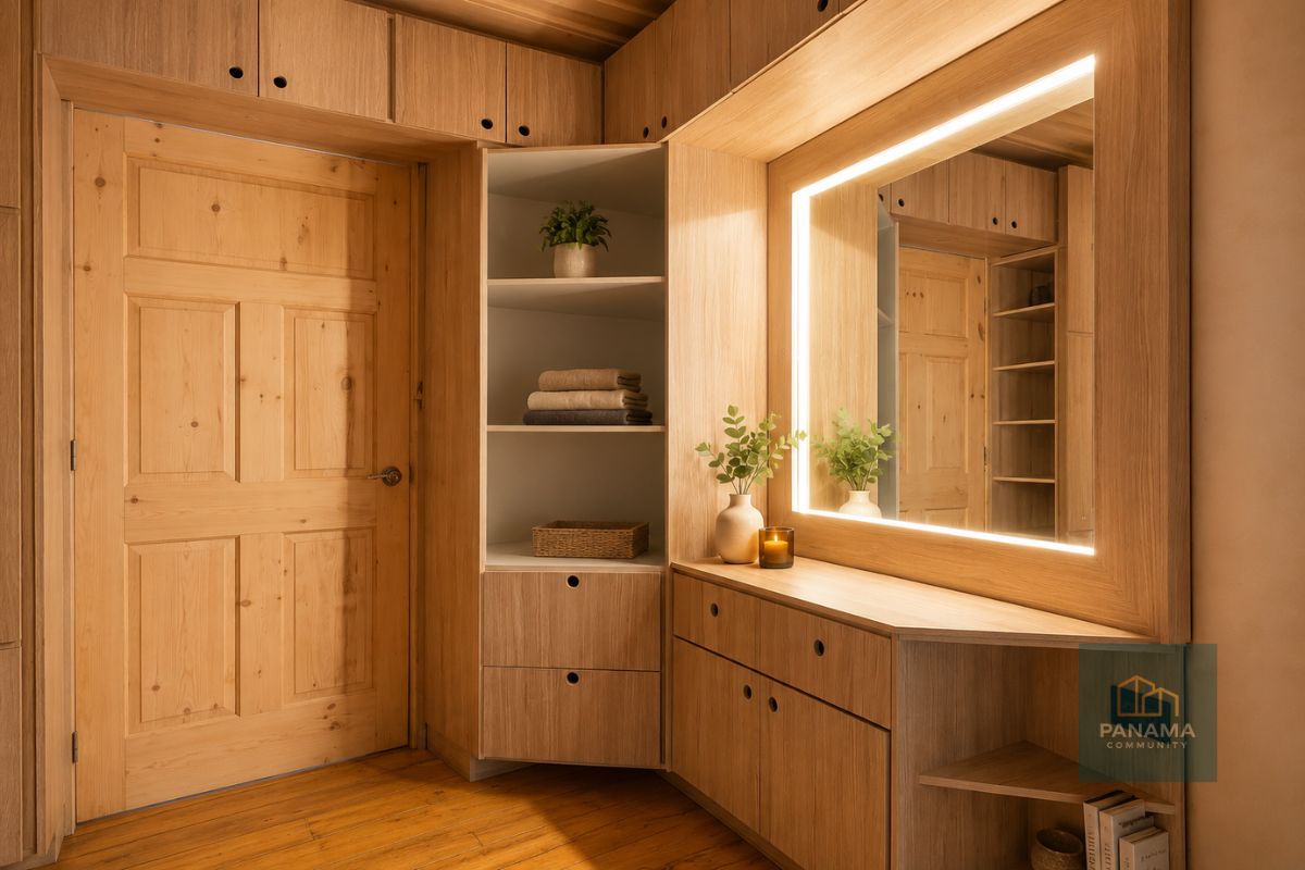 Helles Schlafzimmer in Apartment 4 mit orthopädischem Queensize-Bett, großem Ankleidespiegel und viel Stauraum