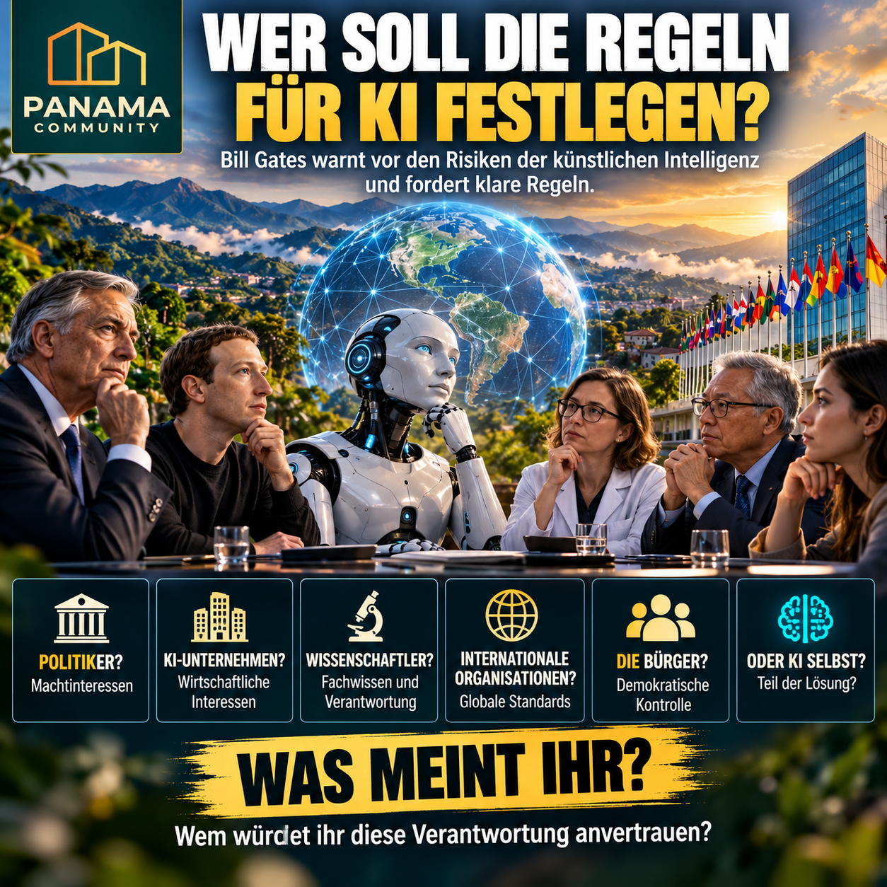 Wer soll die Regeln für KI festlegen? Panama Community über KI-Regulierung, Verantwortung und gesellschaftliche Kontrolle.